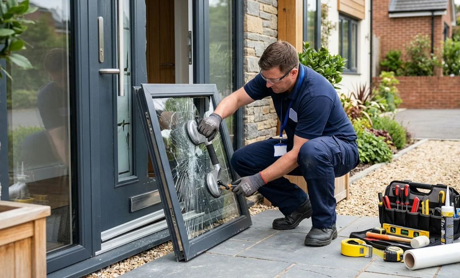 Glass panel entry door installation