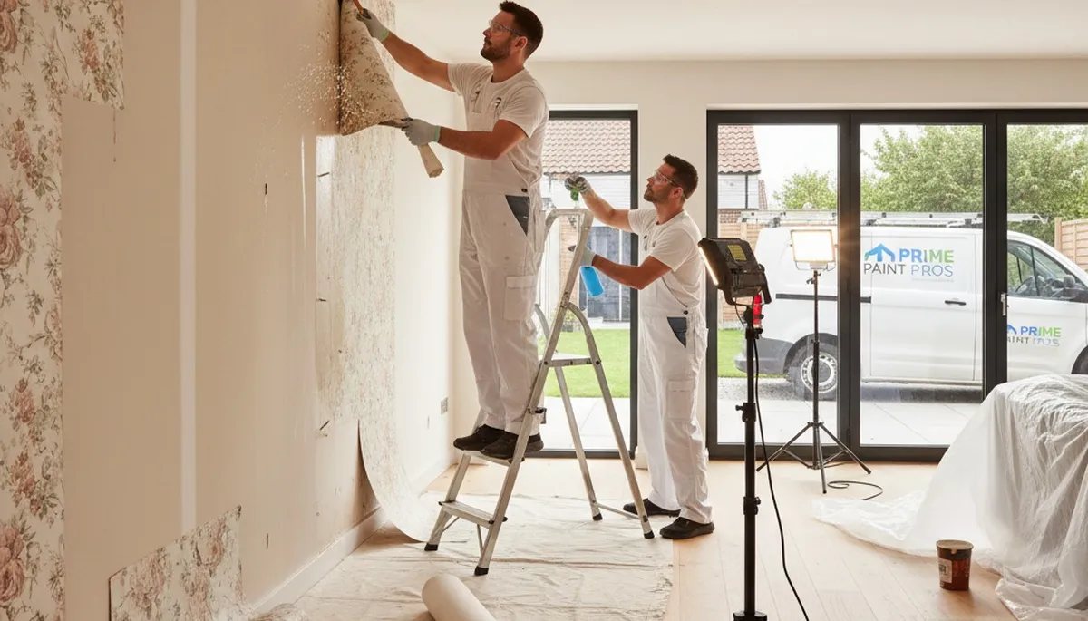 Wallpaper removal in progress
